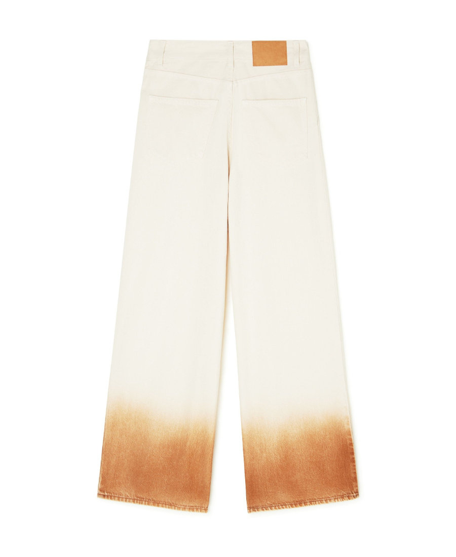 Alanui Bright Hues Wide Cotton Denim Jeans In Nude