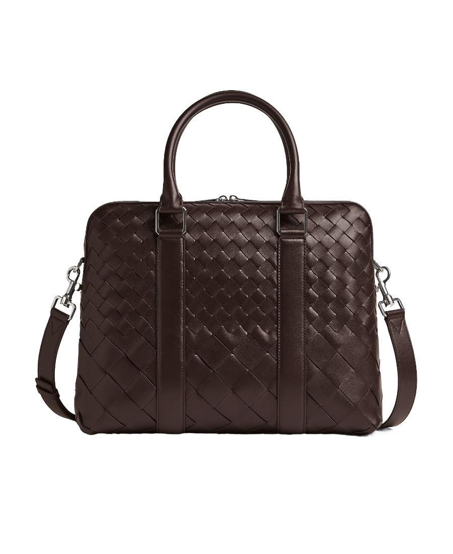 Bottega Veneta Small Intreciato Leather Briefcase In Black