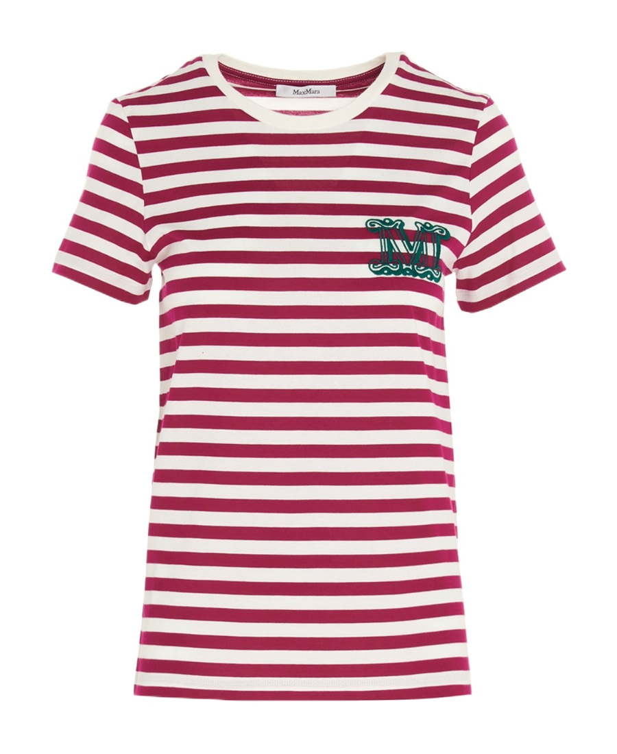 Max Mara Logo Striped T-shirt In Red