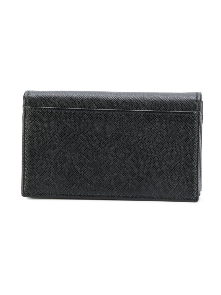 Prada Logo-plaque Foldover Cardholder In Black