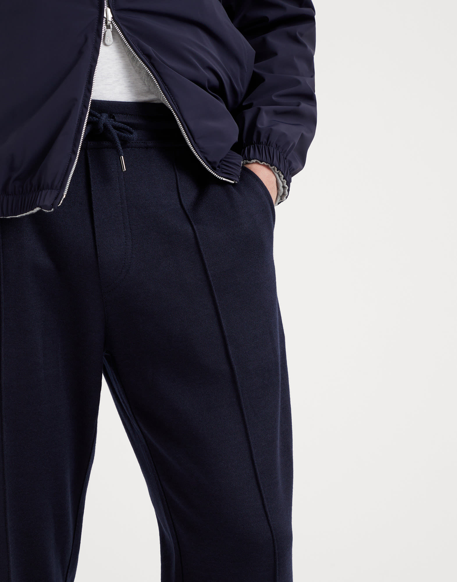 Brunello Cucinelli Pressed-crease Drawstring Trousers In Black