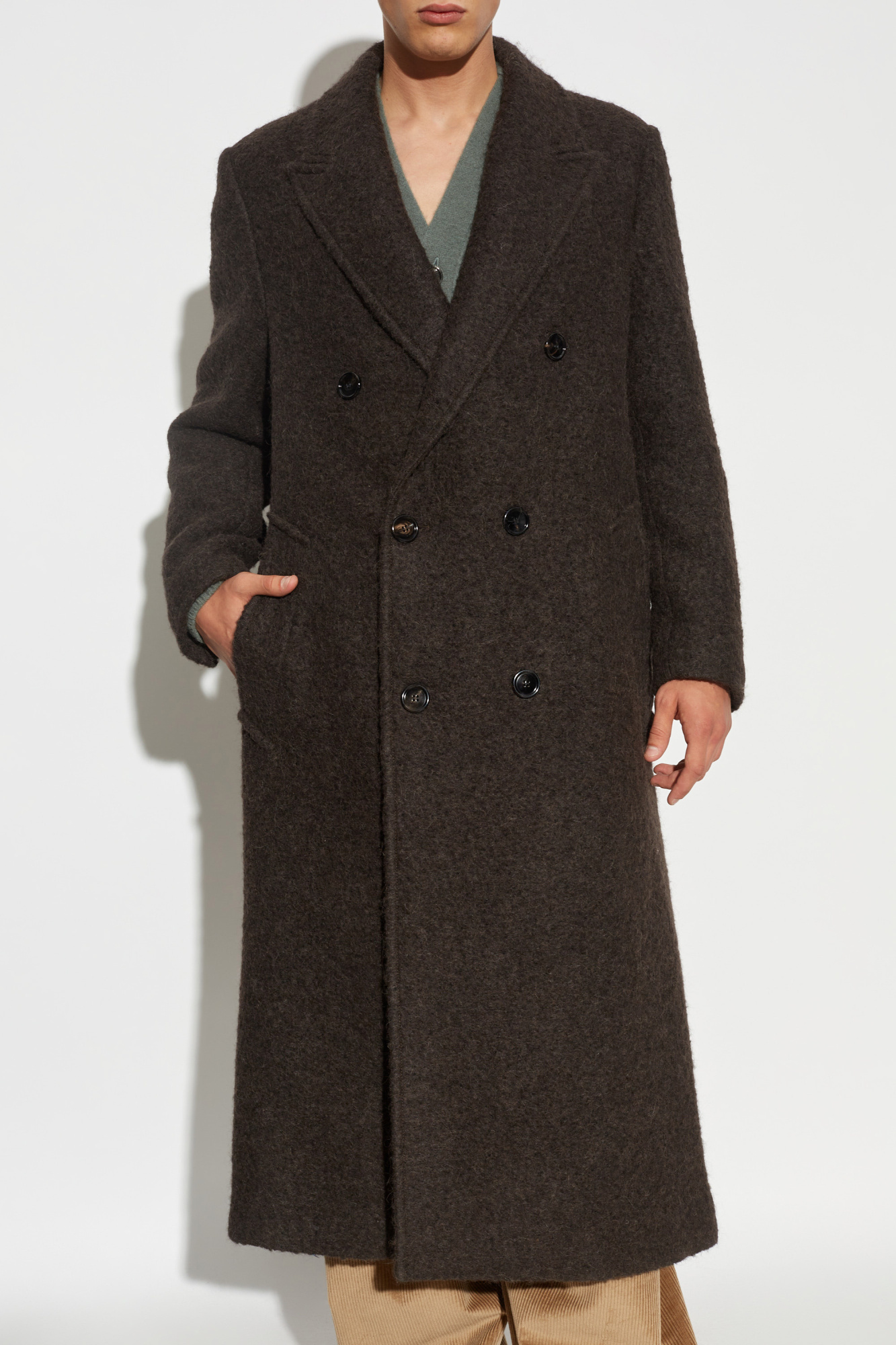 Ami Alexandre Mattiussi Ami Paris Double Breasted Long Sleeved Coat In Black