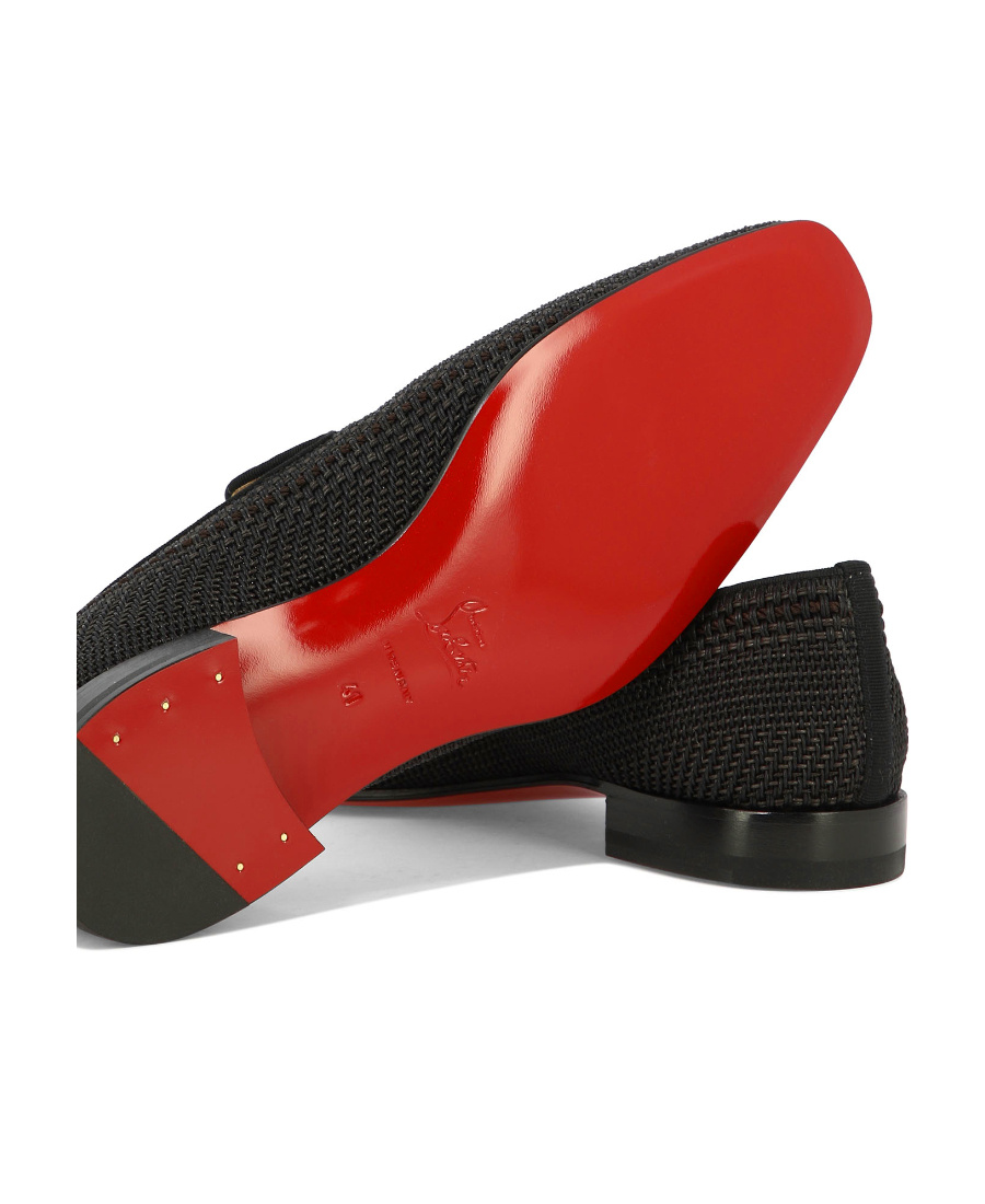 Christian Louboutin Interwoven Leather Loafers In Black