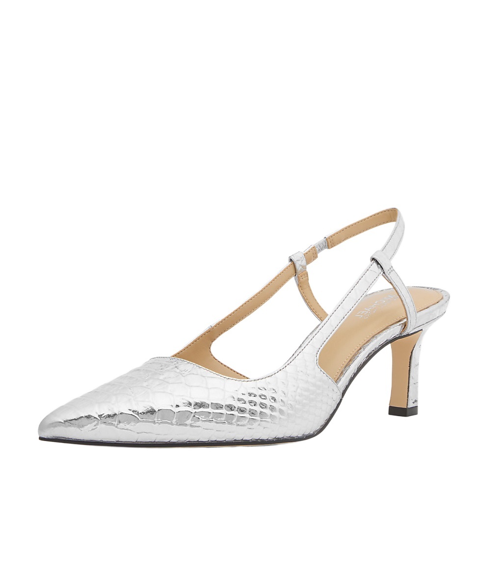 Michael Michael Kors Alora Metallic Snake Embossed Leather Slingback Pump