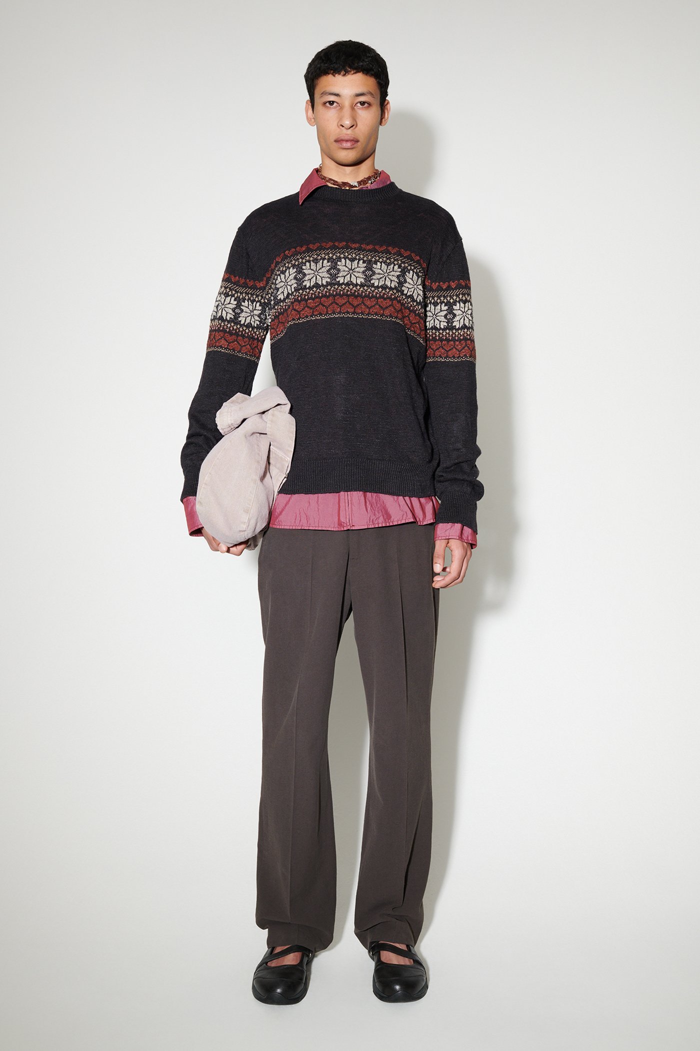 Our Legacy Base Crewneck Sweater Roundneck Patterned In Black