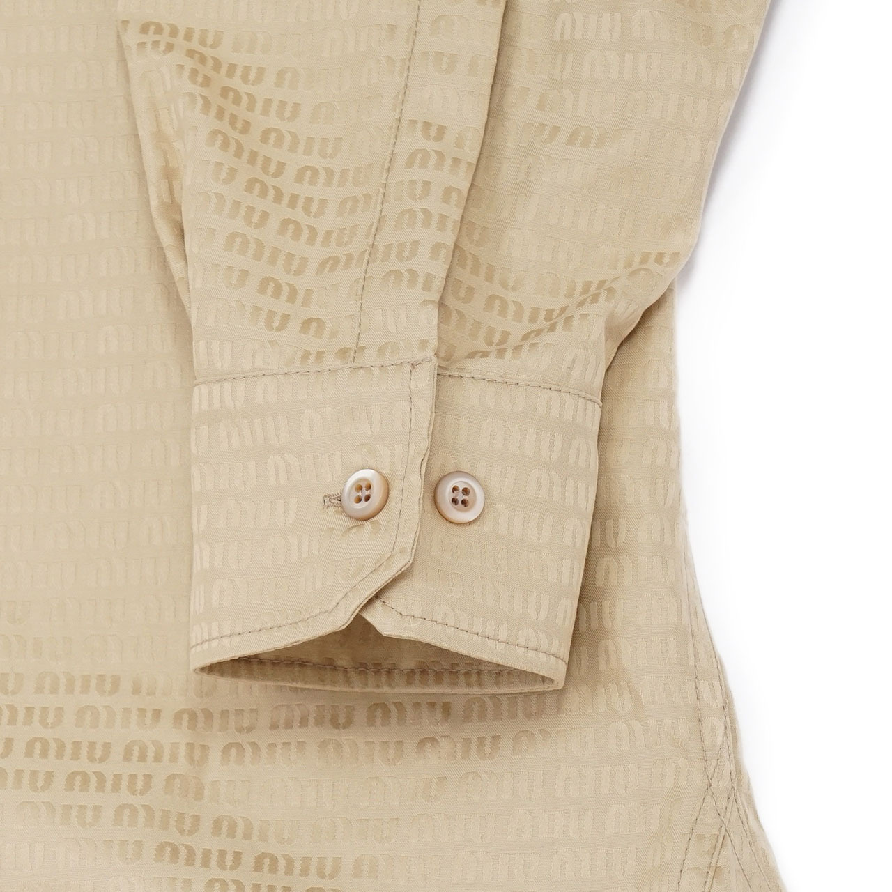 Miu Miu Long-sleeved Shirt Dress In Nude