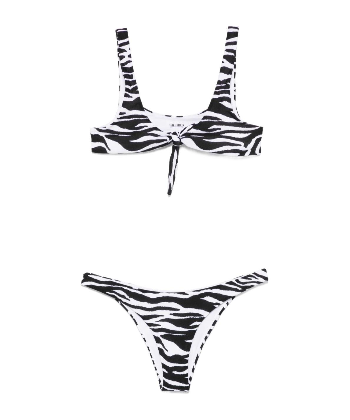 Attico Blackwhite Zebra-print Bikini In Black