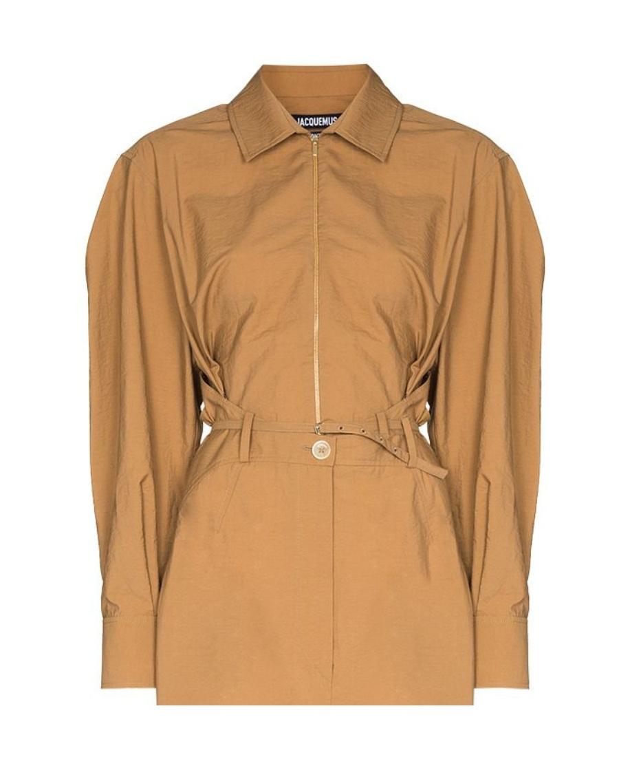 Jacquemus Uzco Puff-sleeve Dress In Nude