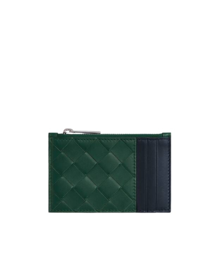 Bottega Veneta Braided Zipper Card Bag In Green