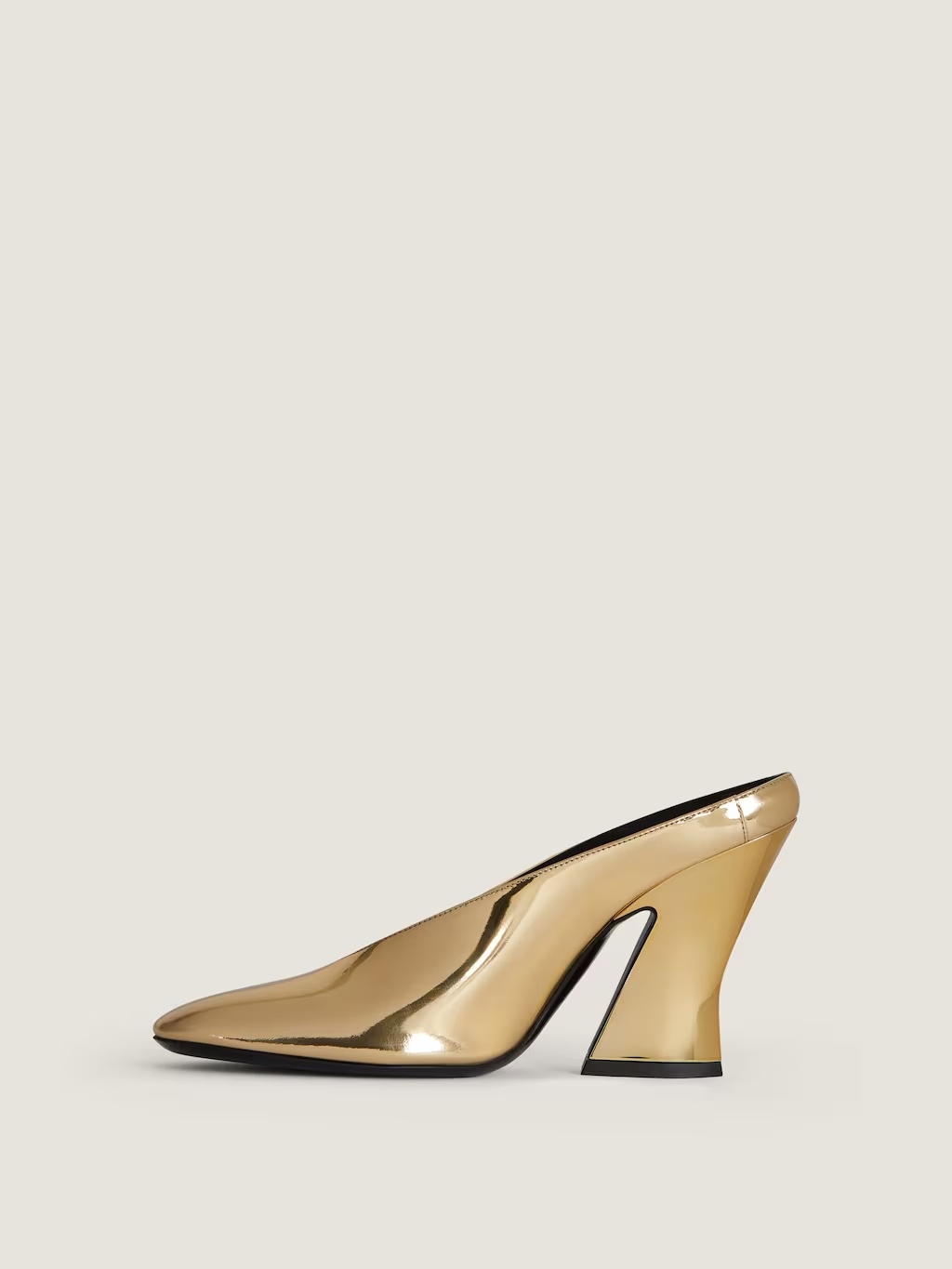 Givenchy Sculpted Heeled Mules In Mirror Effect Leather In Gold
