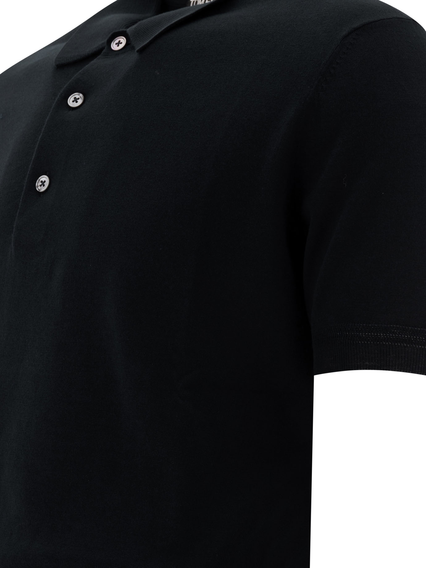 Tom Ford Logo Embroidery Cotton Polo Shirt In Black