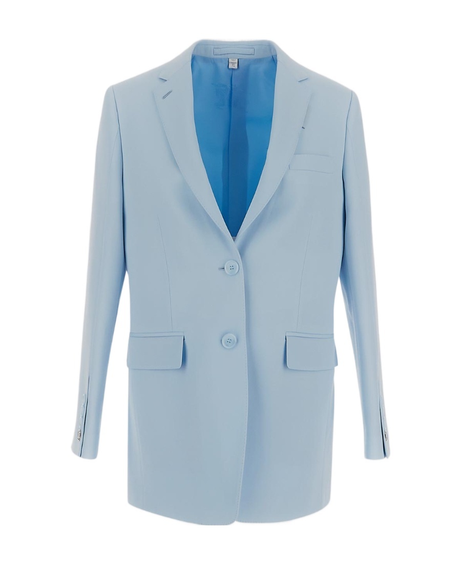 Burberry Single-breasted Wool Blazer In Blue