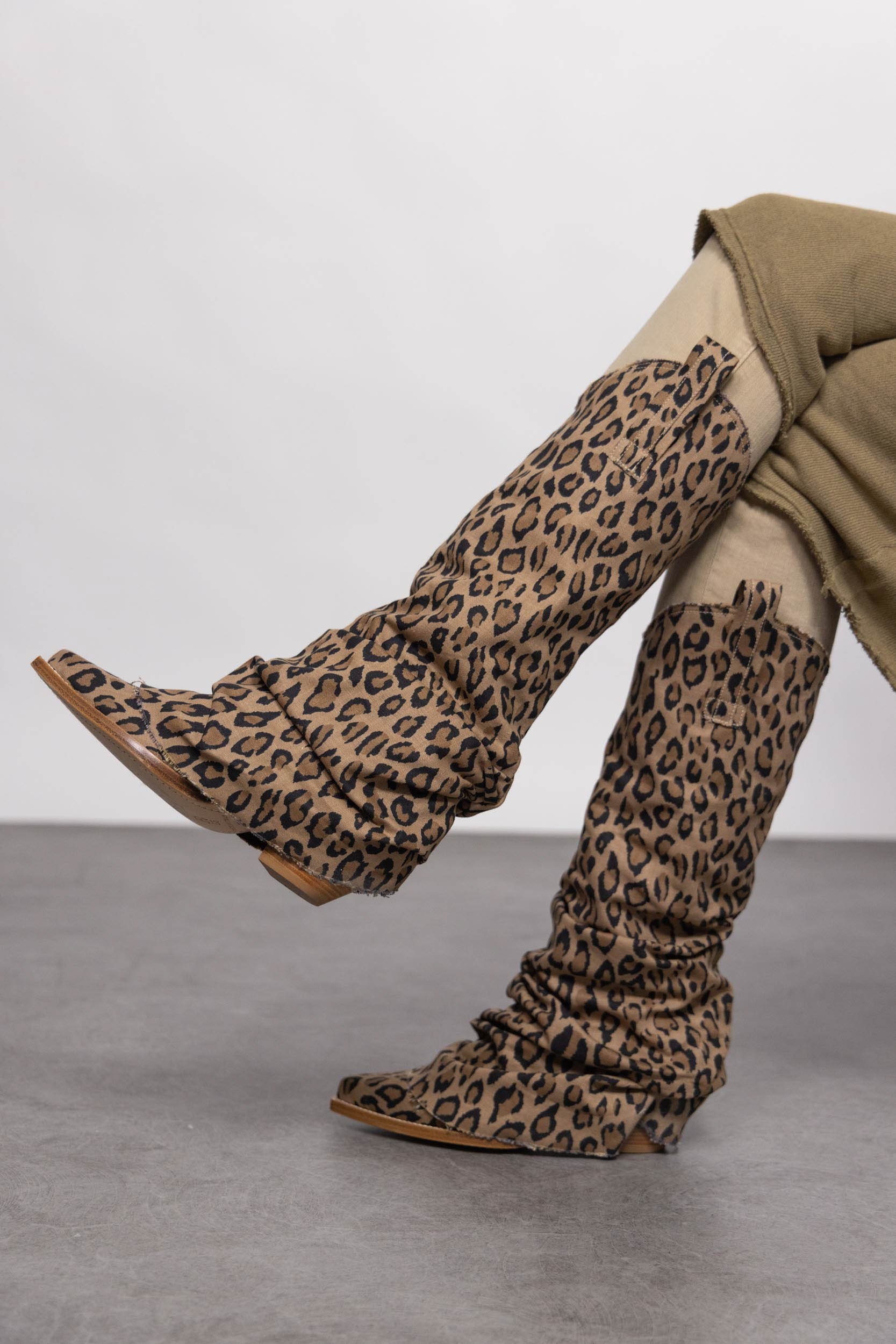 R13 Leopard Print Boots In Black