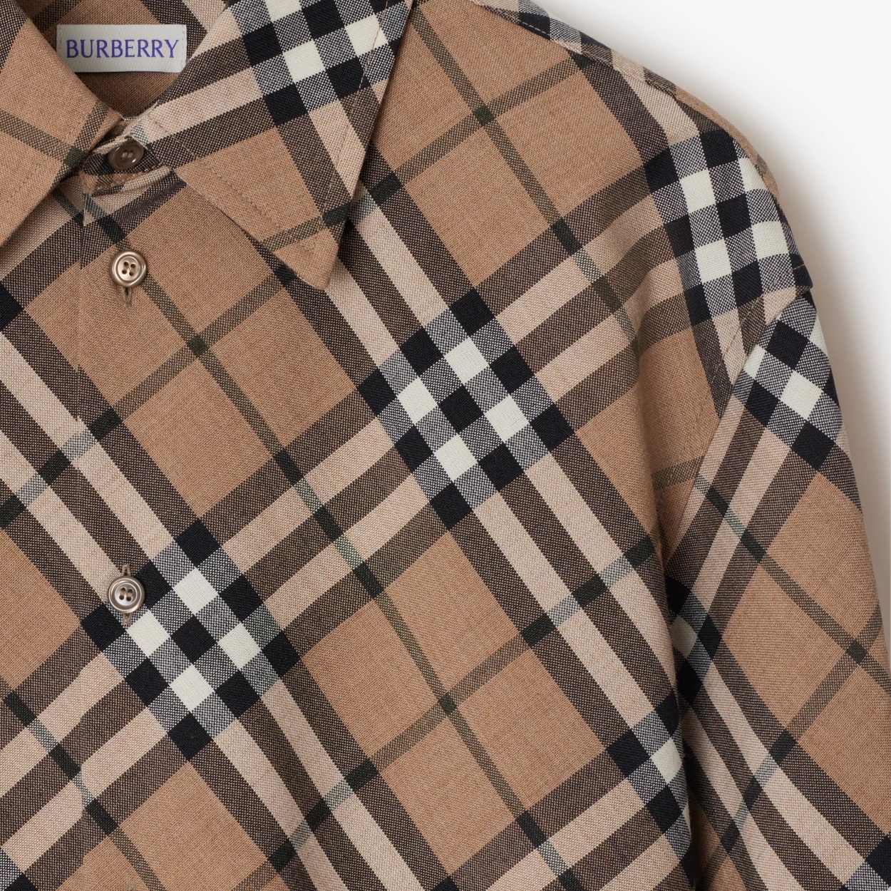 Shop Burberry Check-pattern Poplin Shirt In Brown