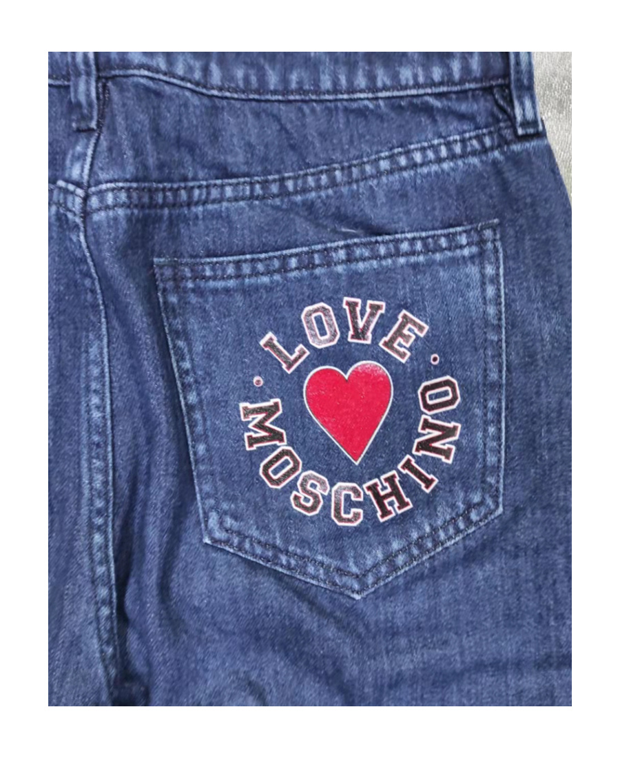 Moschino Logo Straight Jeans In Blue