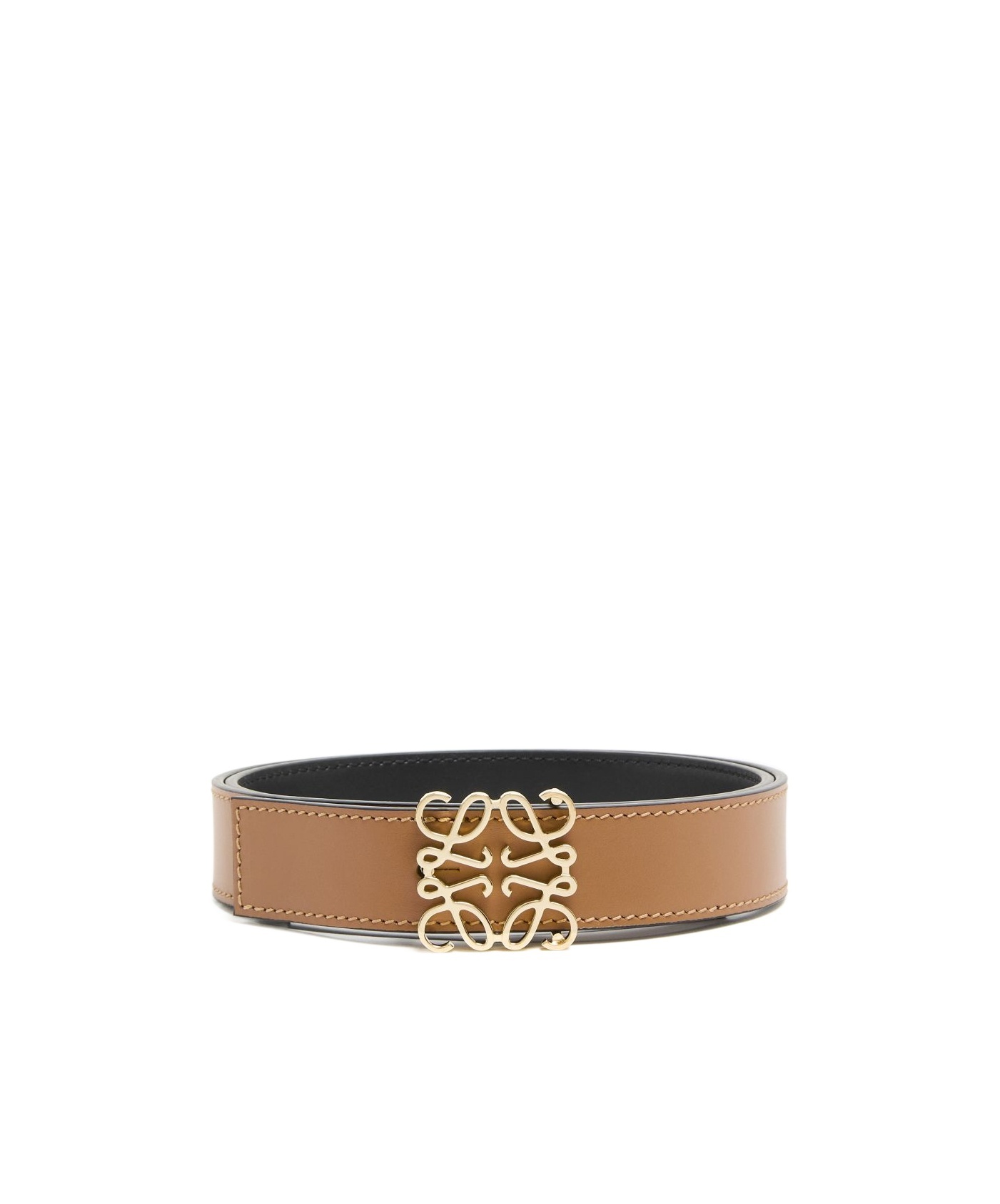 Loewe Anagram Buckle Reversible Belt In Tan/black/gold