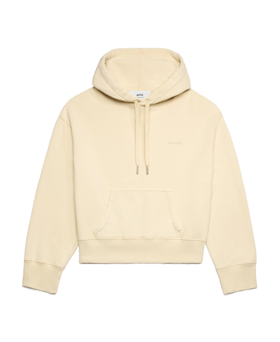Ami Alexandre Mattiussi Ami Logo Embroidered Drawstring Hoodie In Nude