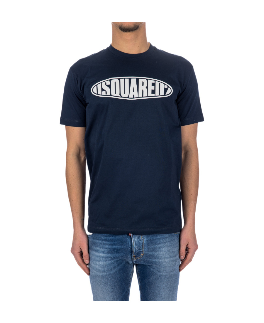 Dsquared2 Crew Neck Surf Board T-shirt With Embossed Logo In Black