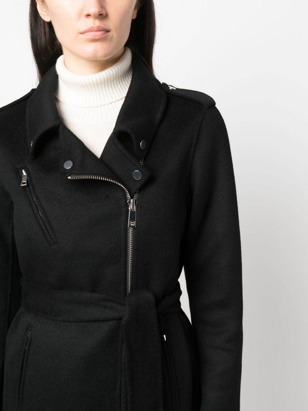 P.a.r.o.s.h Leak Off-center Zip-up Wool Coat In Black