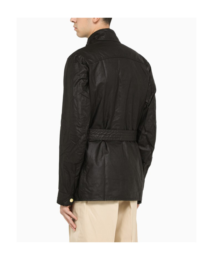 Barbour Logo-patch High-neck Coat In Black