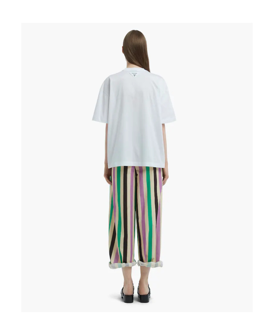Prada Pattern Printed Short-sleeved T-shirt In White