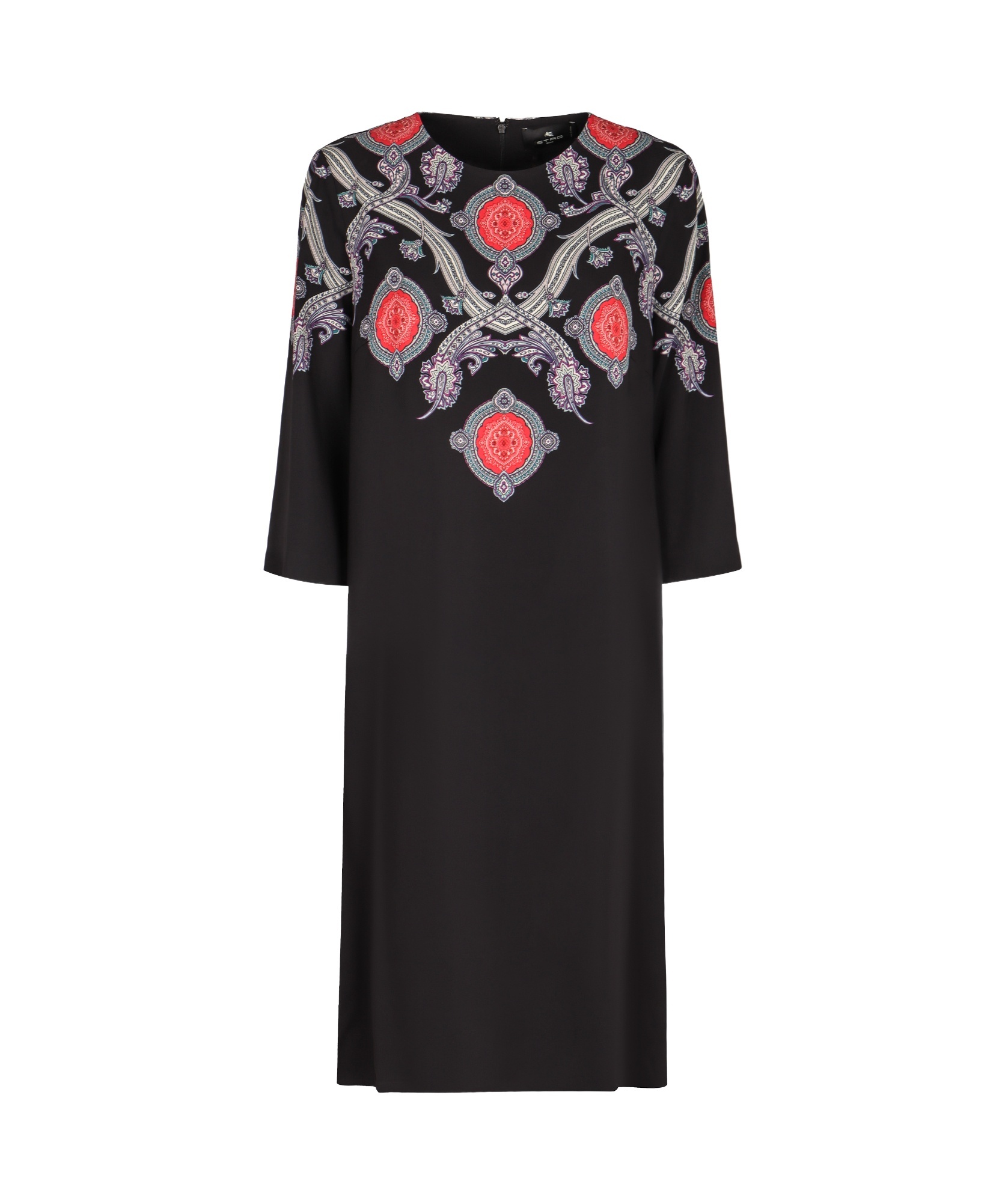Etro Print Cady Dress In Black