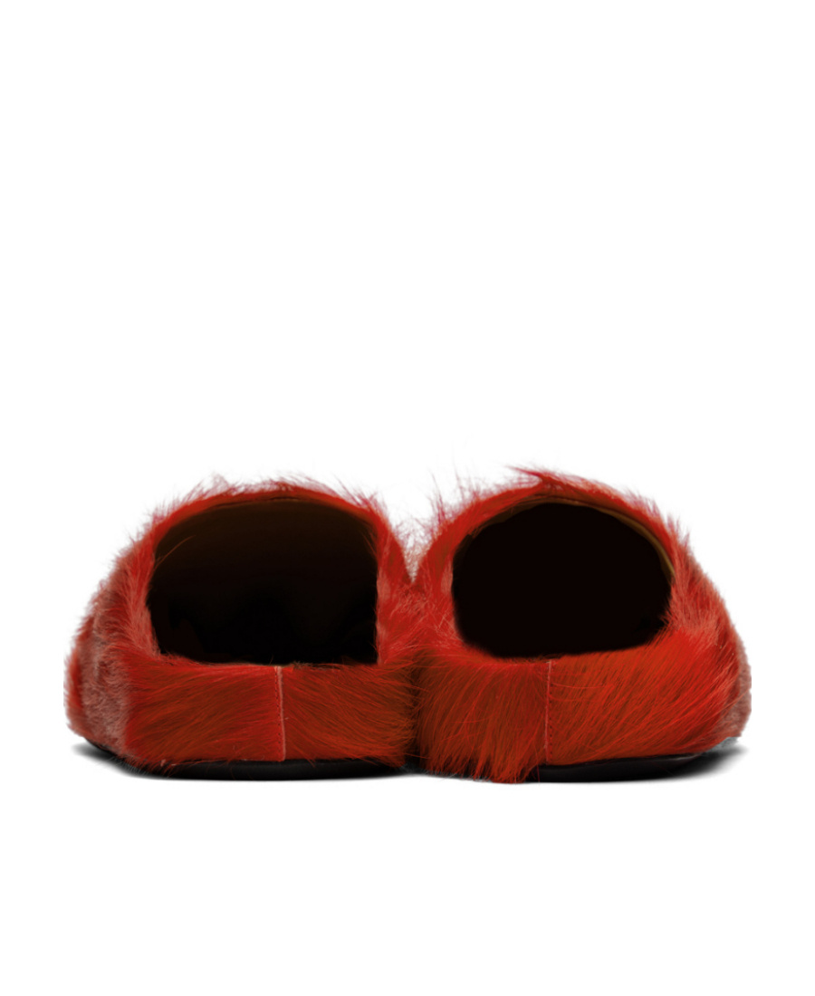 Marni Long-haired Fussbett Clogs In Red