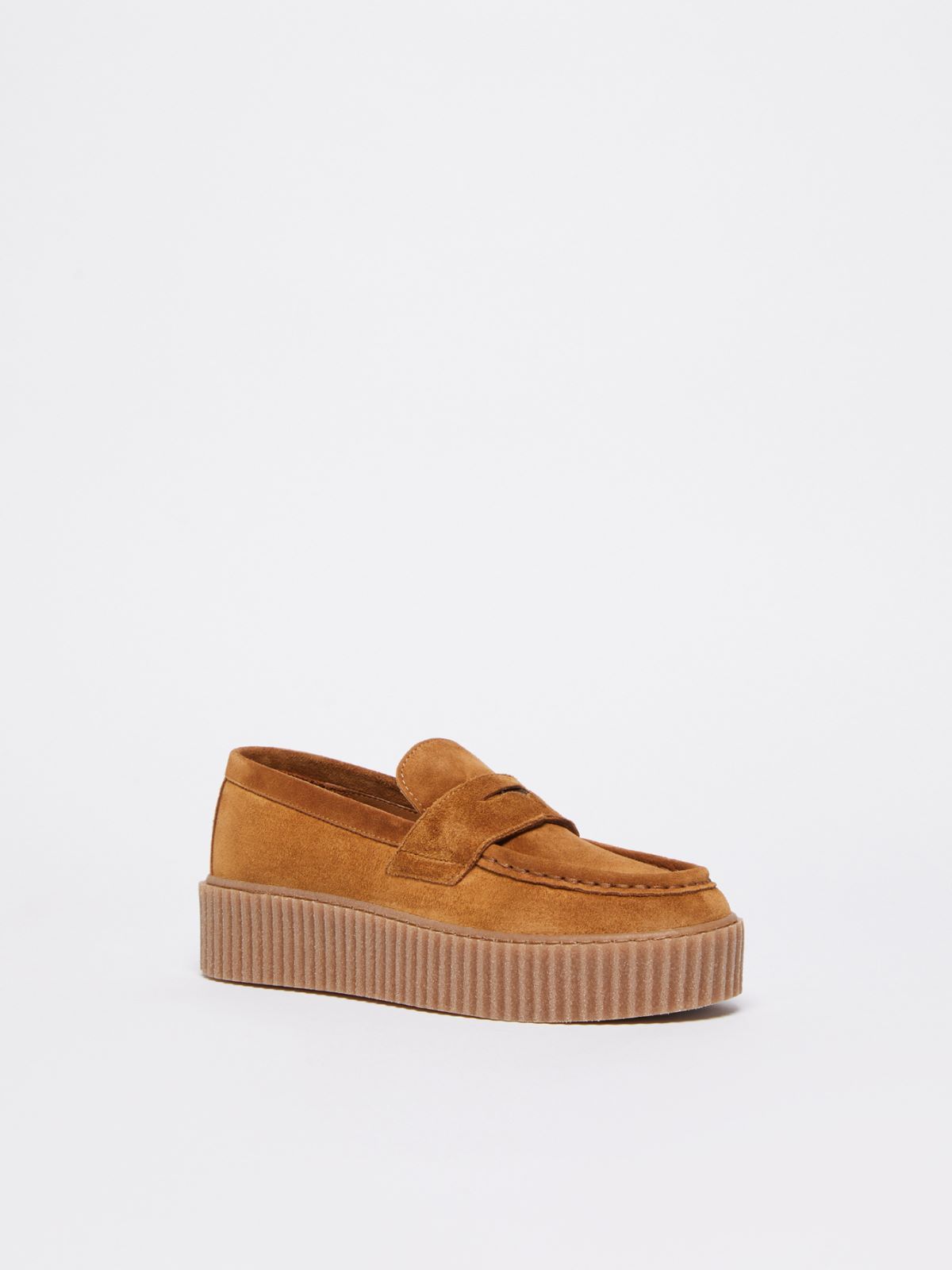 Weekend Max Mara Split Leather Moccasins In Brown