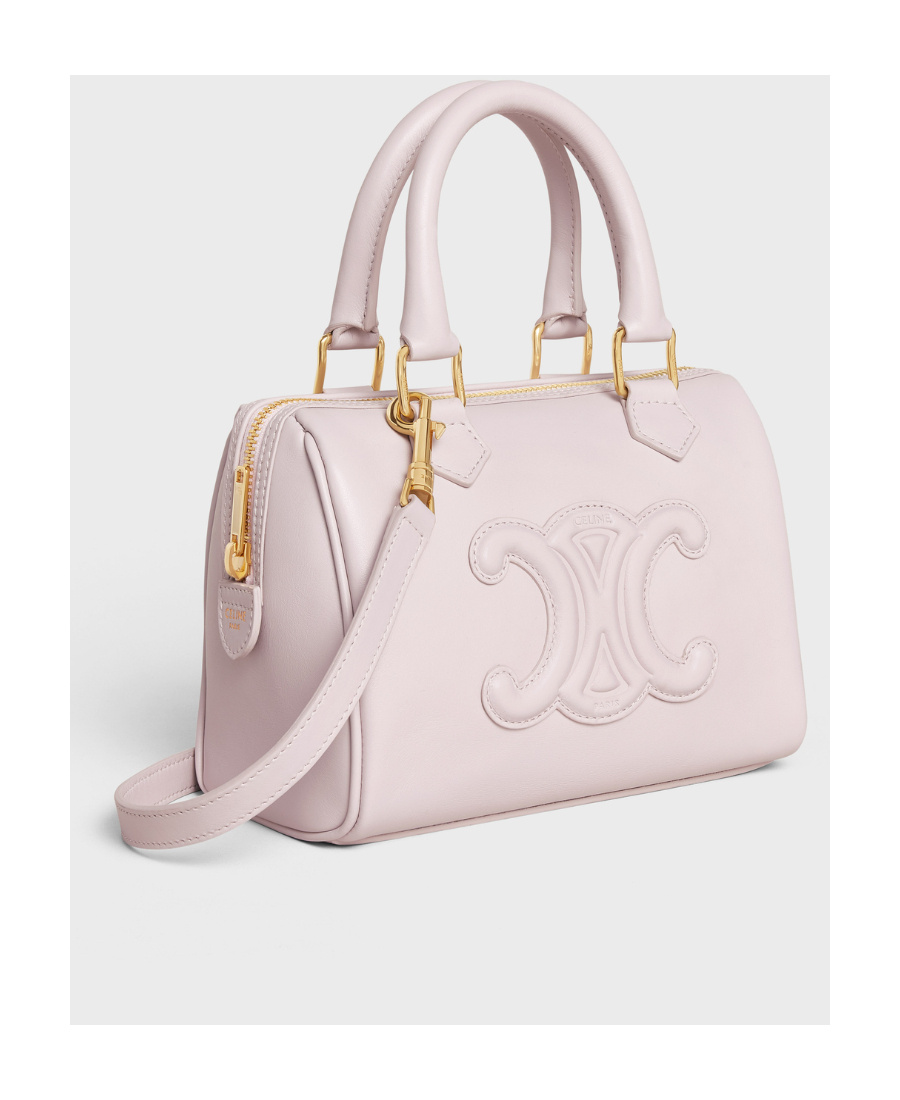 Celine Small Boston Cuir Triomphe Handbag In White
