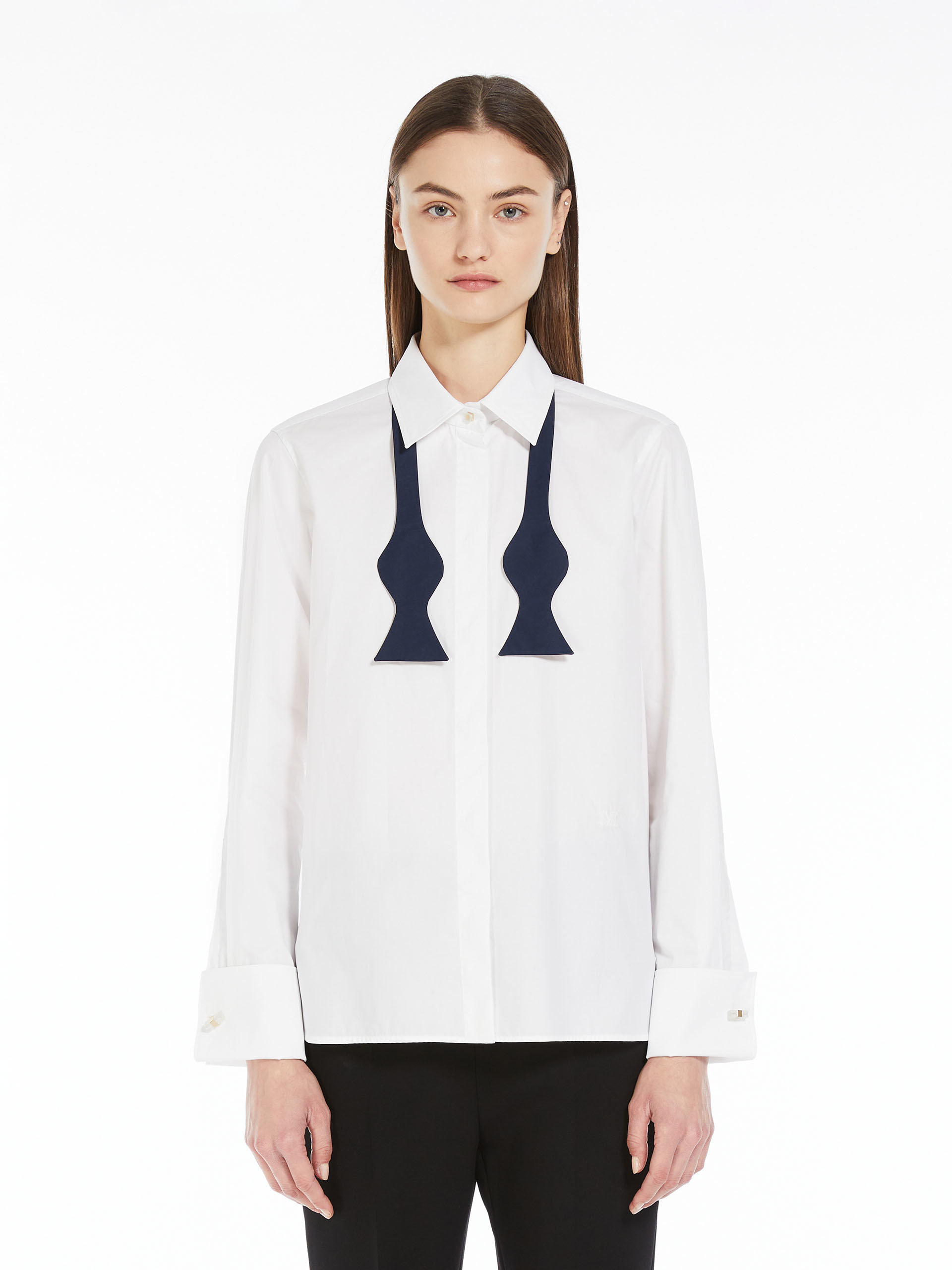 Max Mara Bow Tie Detail Shirt In White
