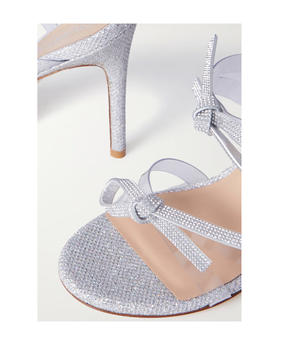 Stuart Weitzman Metal Sandals With Ornaments In Gray