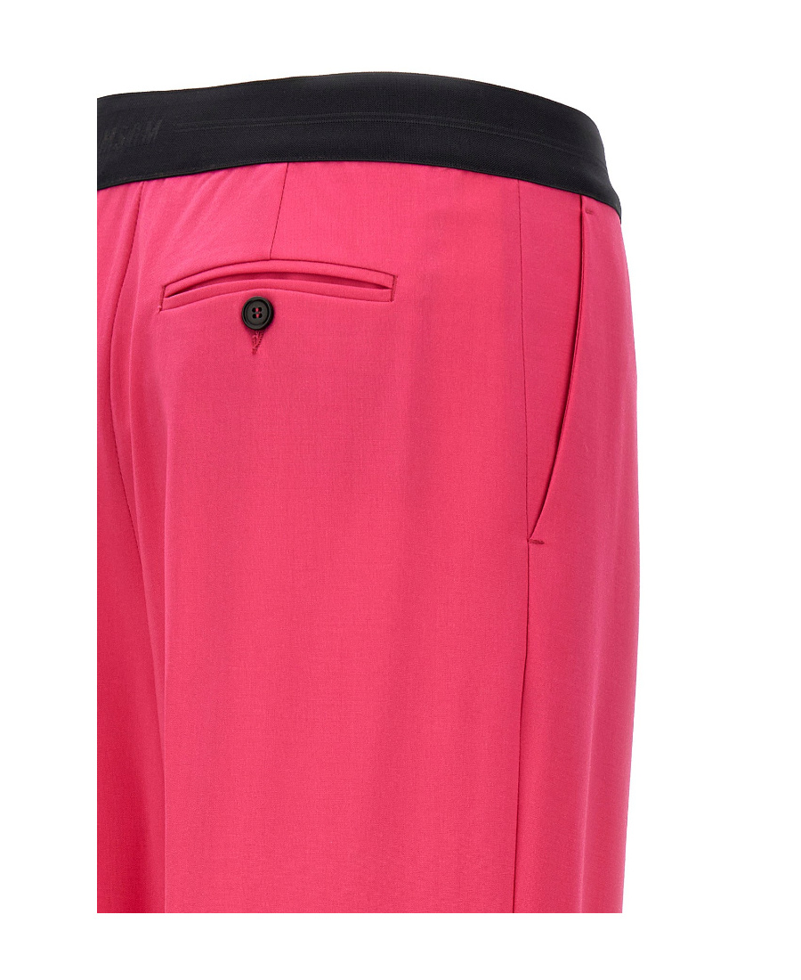 Msgm Trousers With Front Pleats And Elastic Waistband In Red