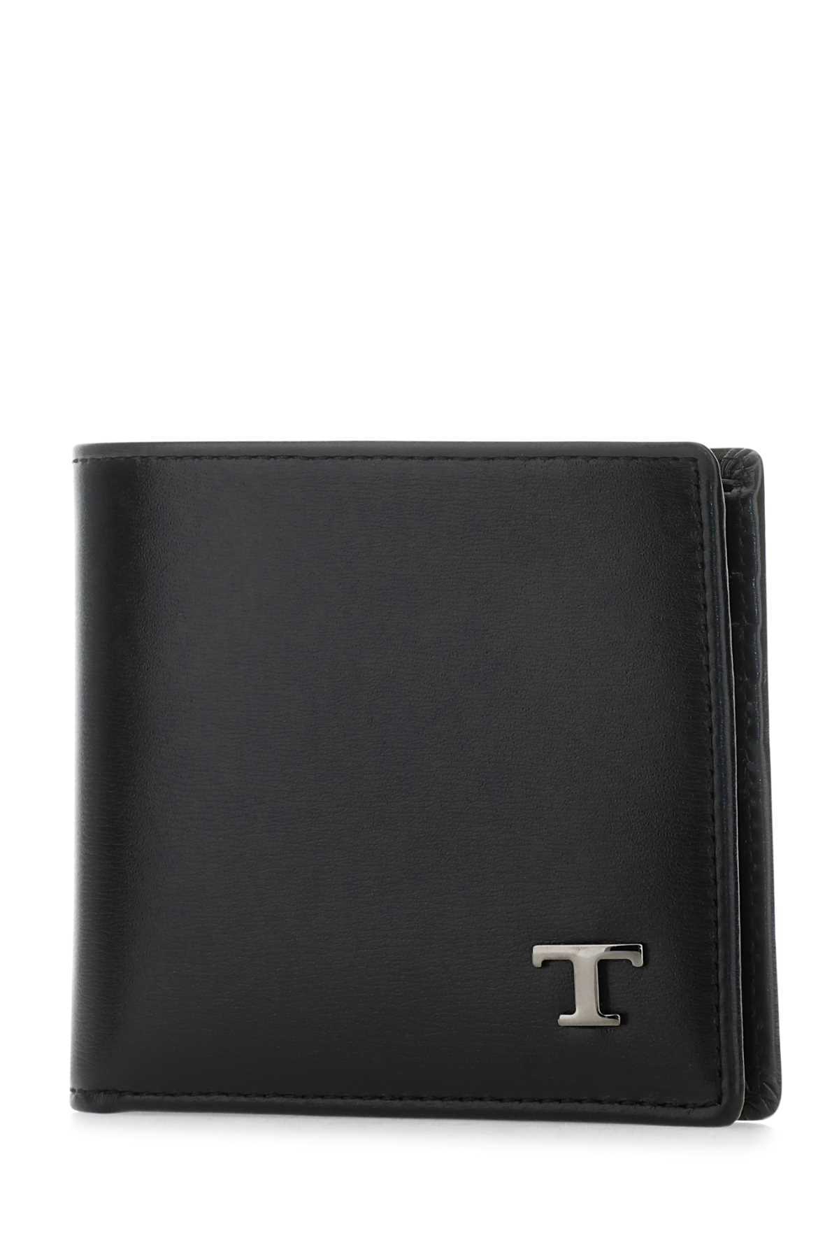 Tod's Bi-fold Leather Wallet In Black