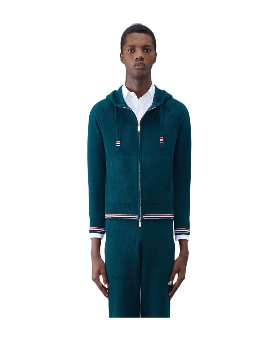 Thom Browne Cashmere Knitted Zip-up Hoodie In Multicolor