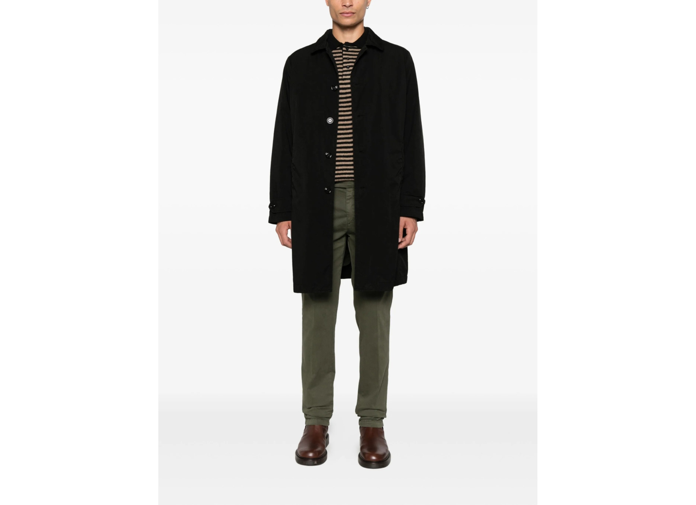 Aspesi Spread-collar Single-breasted Coat In Black