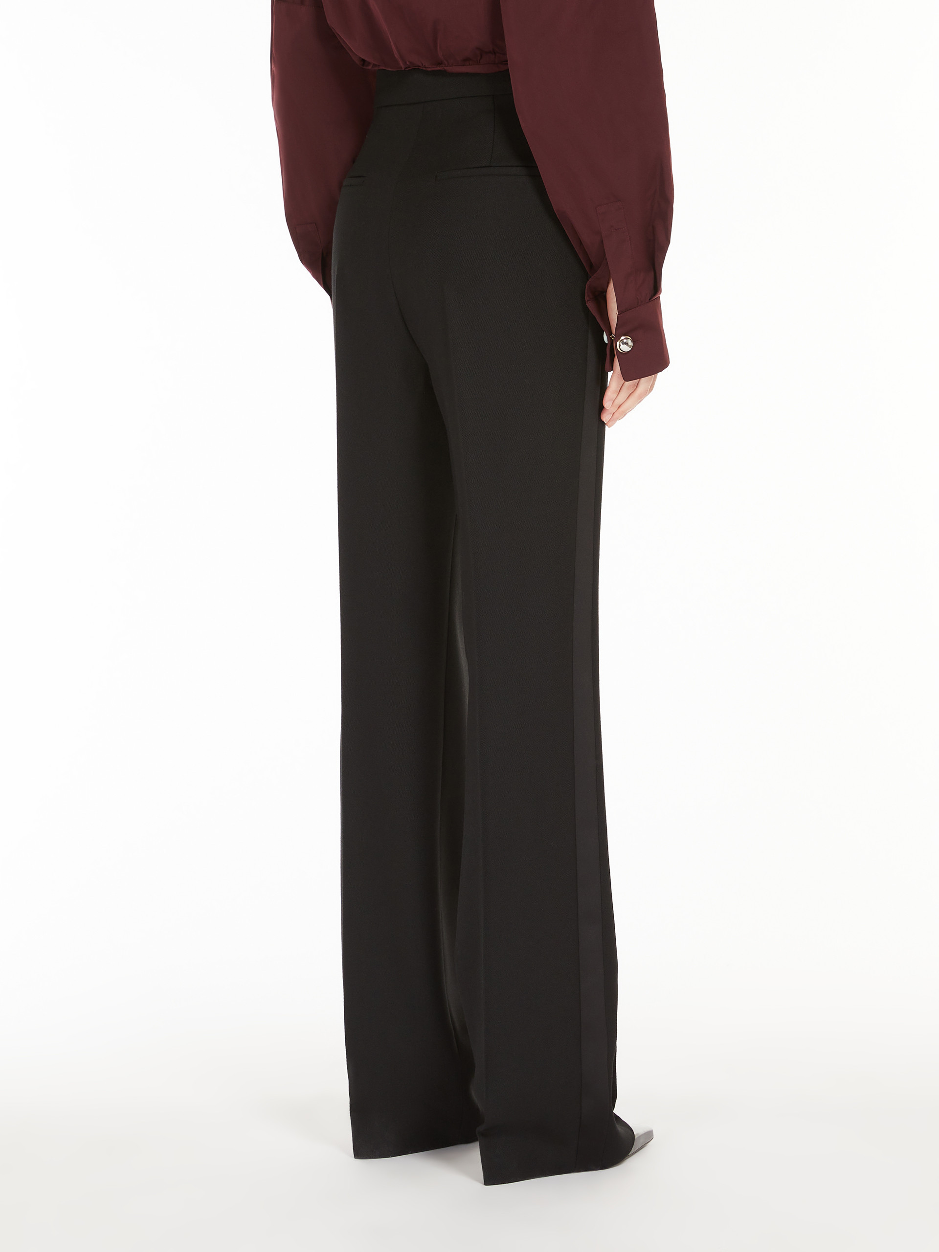 Shop Max Mara Pianoforte Pleated Straight Leg Trousers In Black