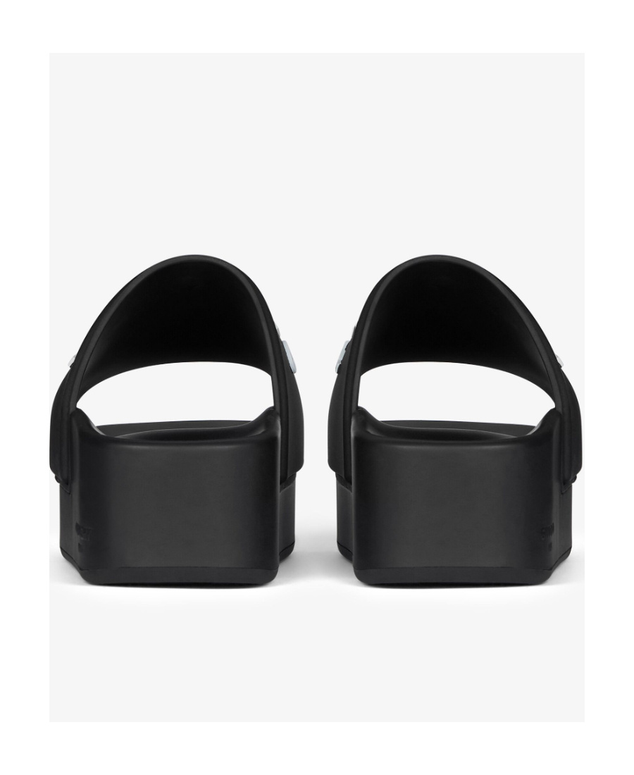 Givenchy Logo-embellished Flatform Slides In Black
