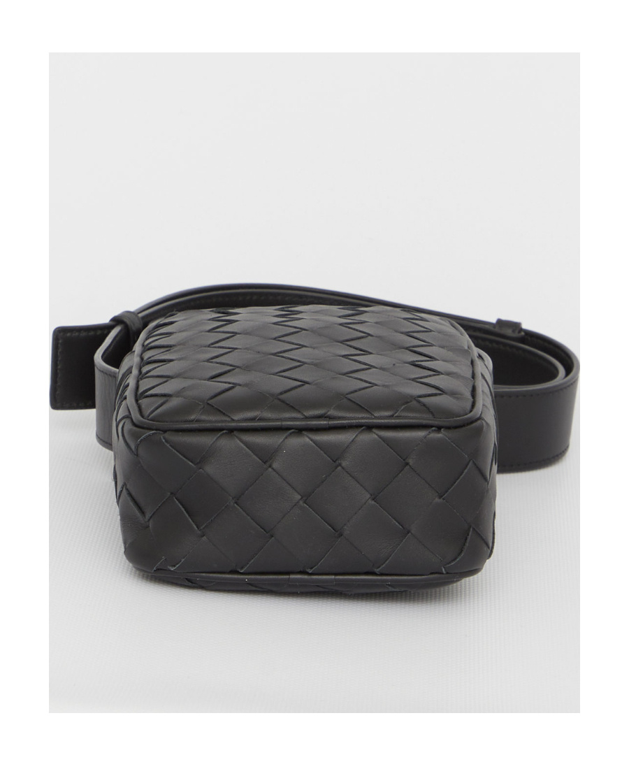 Bottega Veneta Intrecciato Leather Crossbody Bag In Black