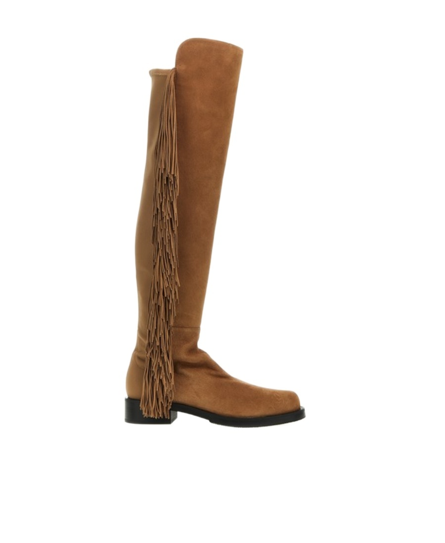 Stuart Weitzman Brown 5050 Bold Fringe Boots In Brown