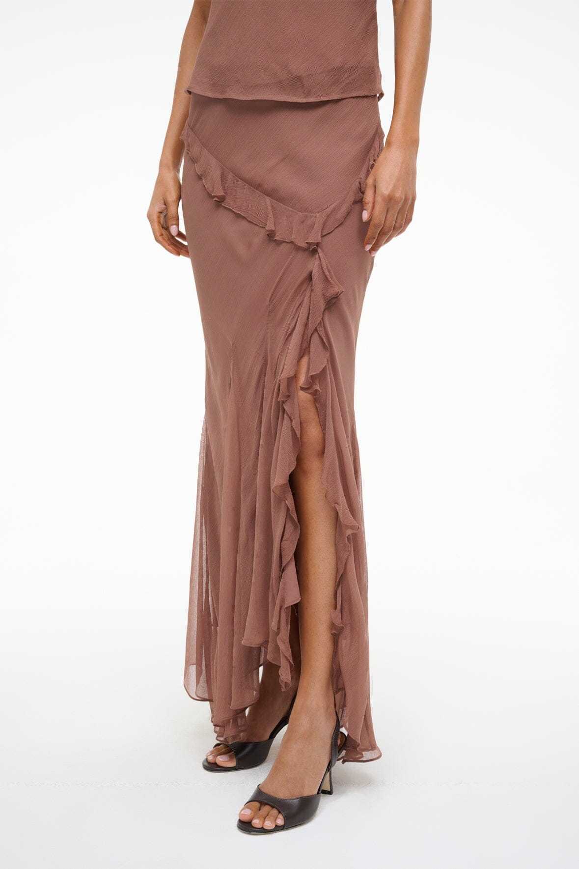 Staud Slit Skirt In Brown