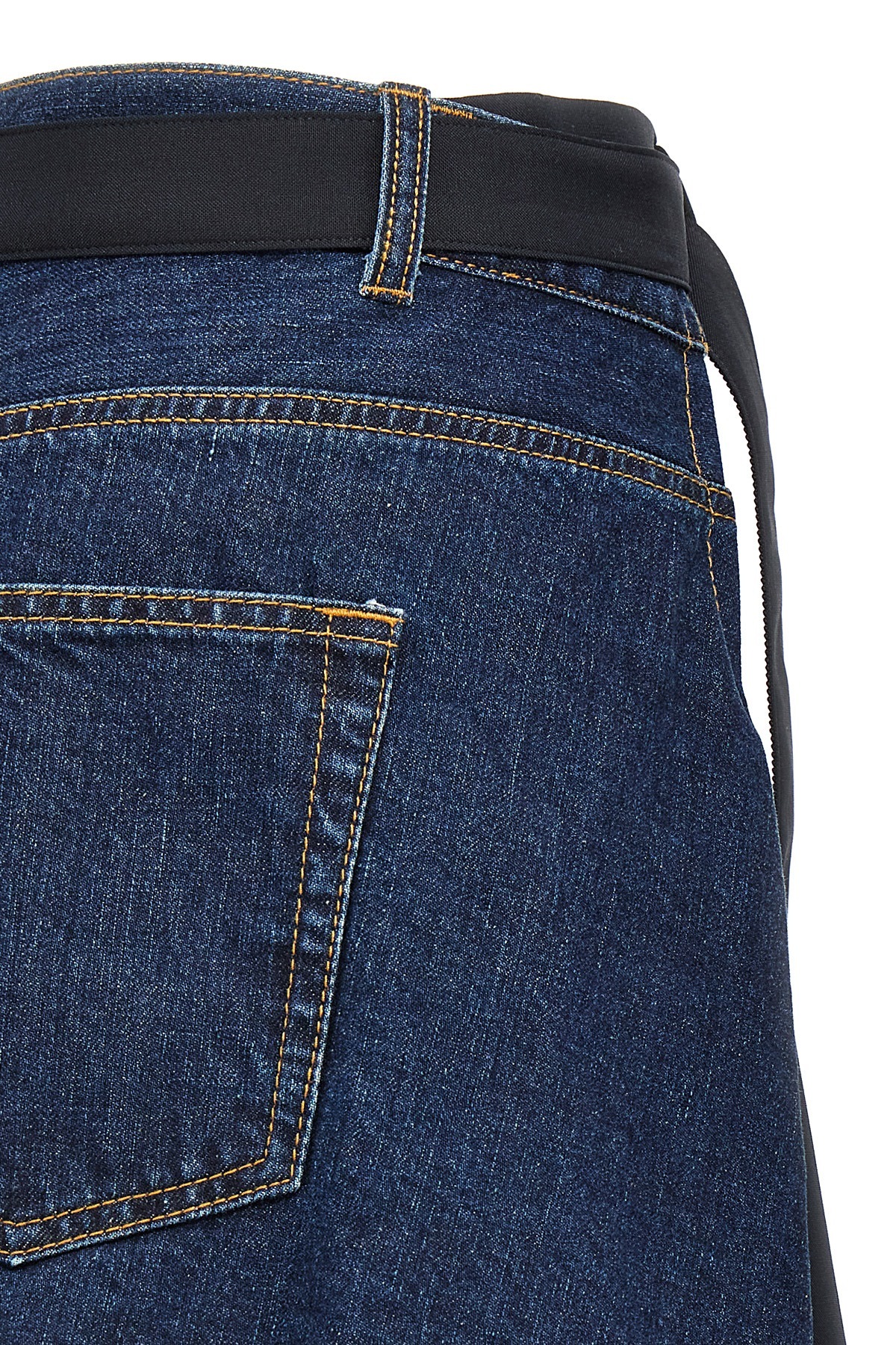 Sacai Spliced Denim Shorts In Black