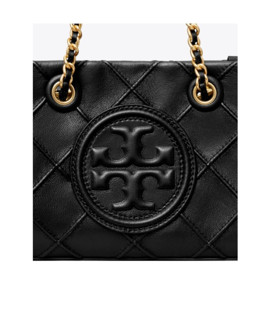 Tory Burch Mini Fleming Soft Leather Top Handle Bag In Black