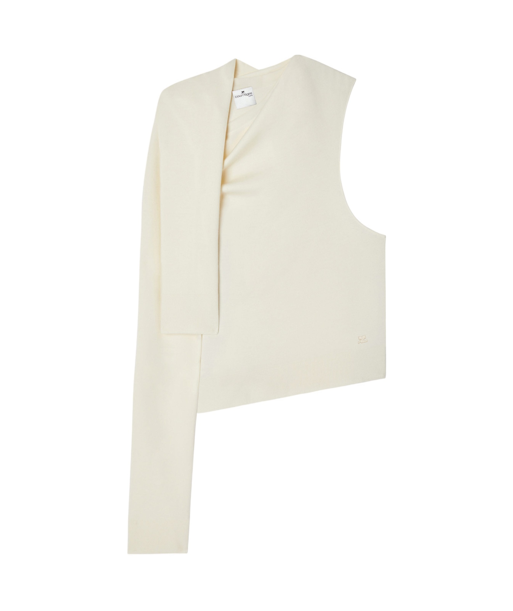 Courrèges Off-shoulder Knitted Top In White