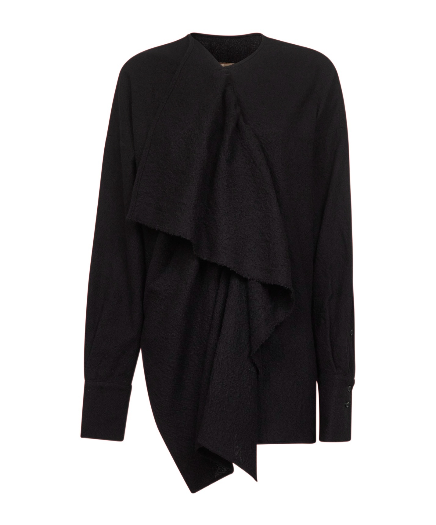 Uma Wang Black Virgin Wool Frontera Canvas Blouse In Black