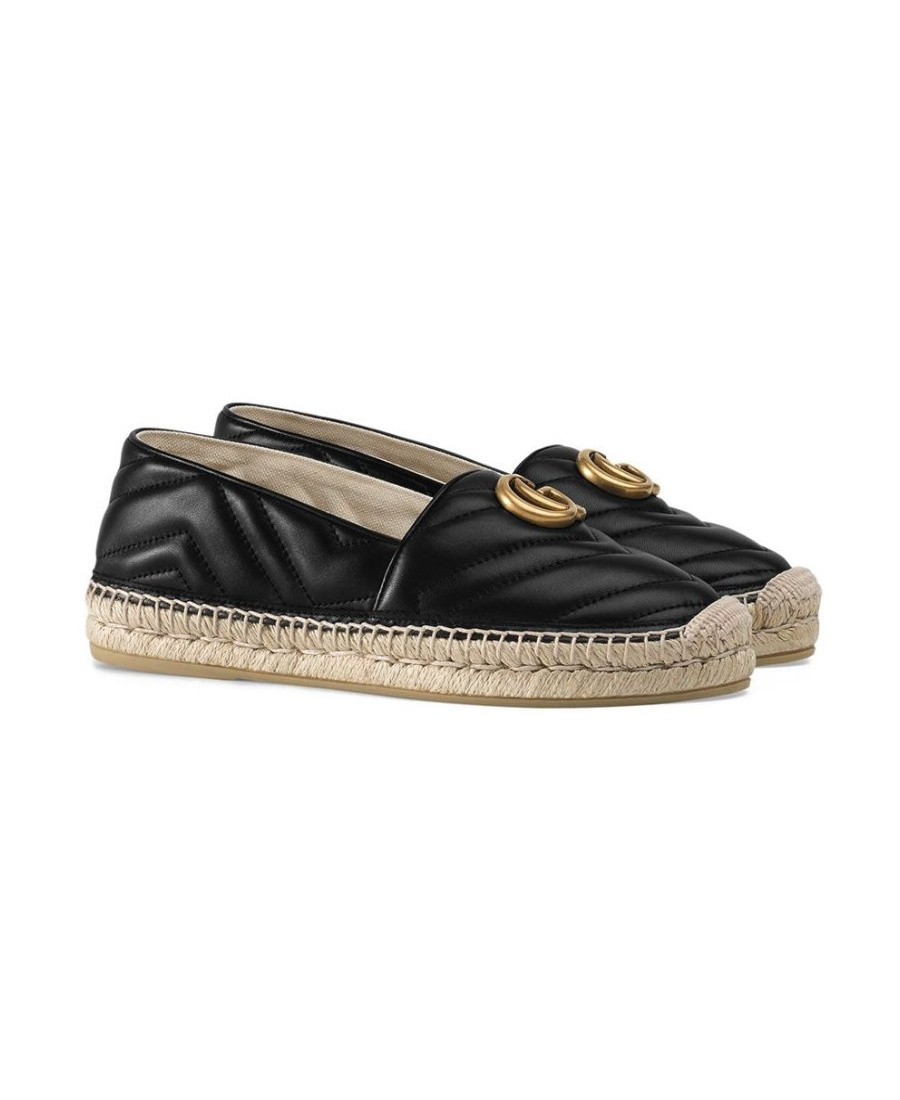 Gucci Leather Espadrille With Double G In Black