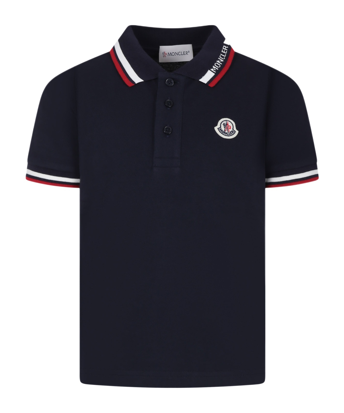 Moncler Enfant Logo Patch Polo Shirt In Black