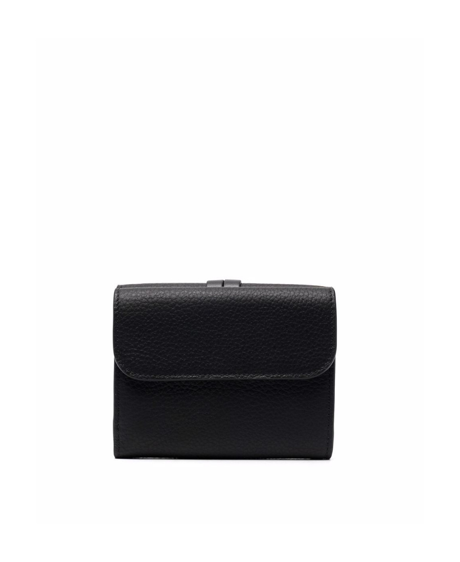 Chloé Chloe Tri-fold Alphabet Compact Leather Wallet In Black
