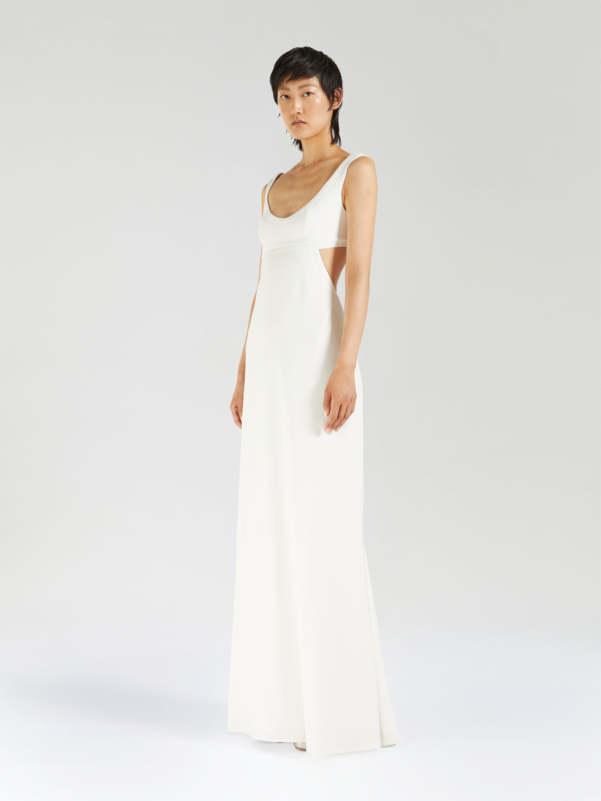 Max Mara Long Cady Dress In Gray