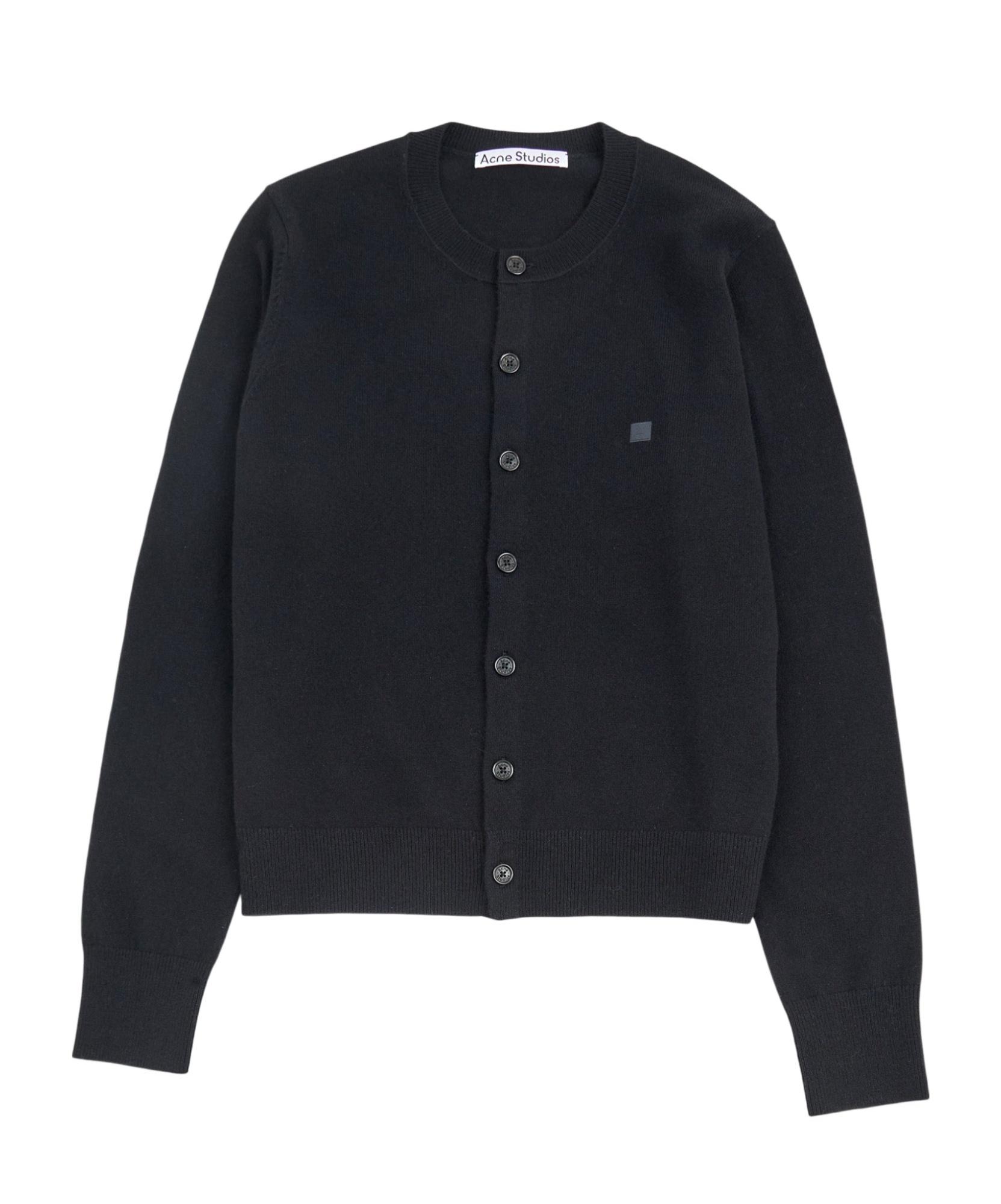 Acne Studios Face-patch Wool Cardigan In Black