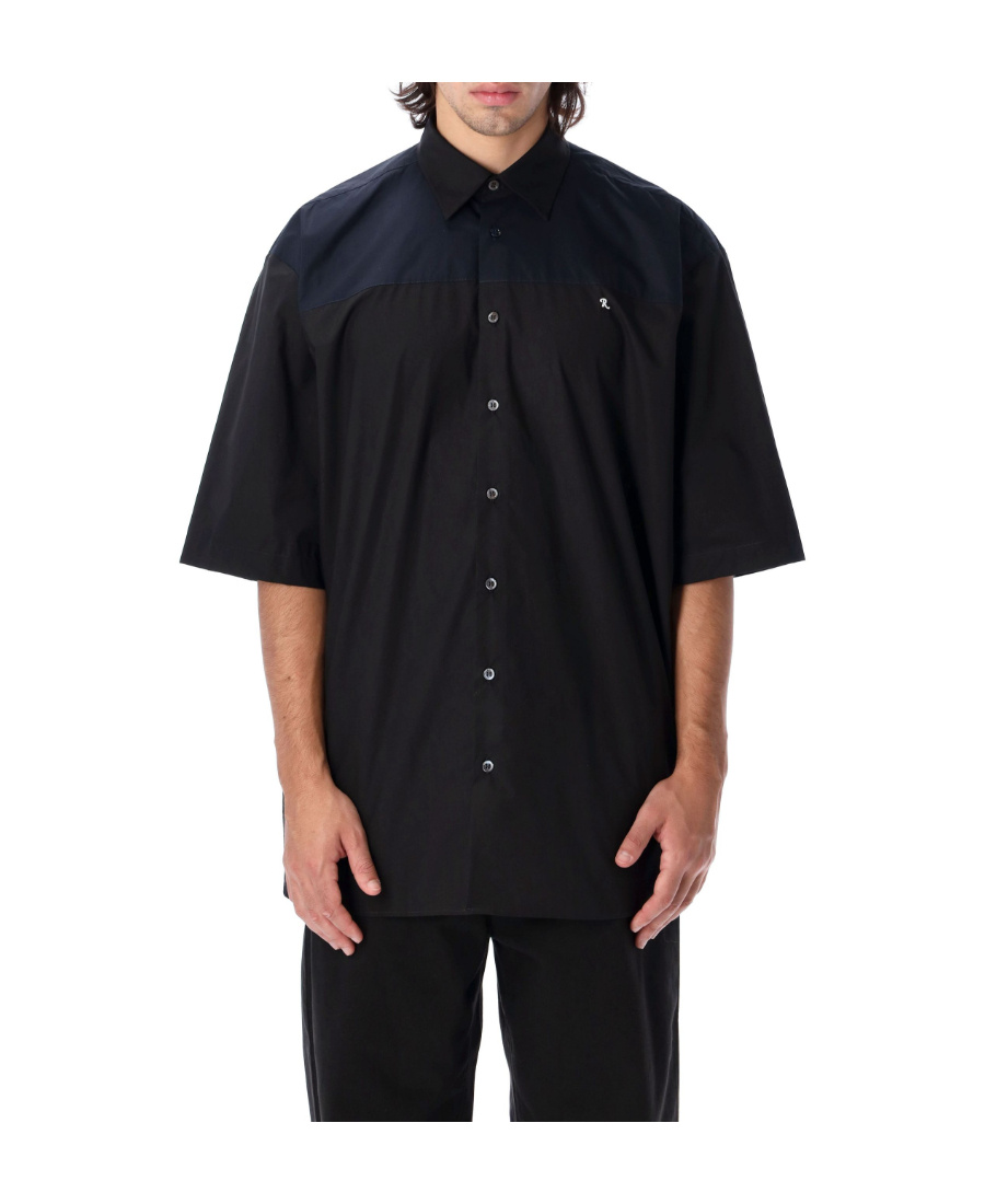 Raf Simons Ghost Slogan Print Bowling Shirt In Black